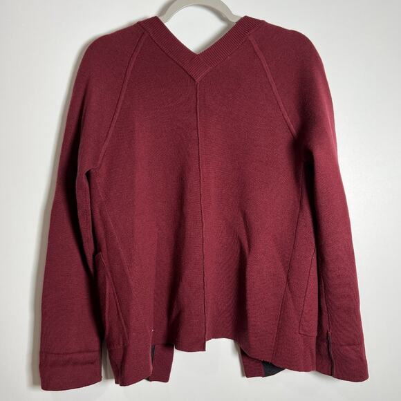 Lululemon Merino Wool Reverse Me Wrap Reversible Cardigan SIZE 4 Maroon Sweater - Picture 5 of 12